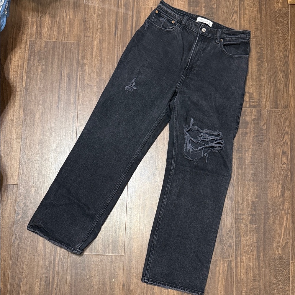 Abercrombie & Fitch Faded Black 90s Relaxed High Rise Jeans